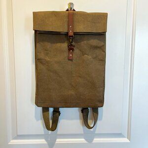 NWOT Washable-Paper Rolltop Backpack in Olive Green